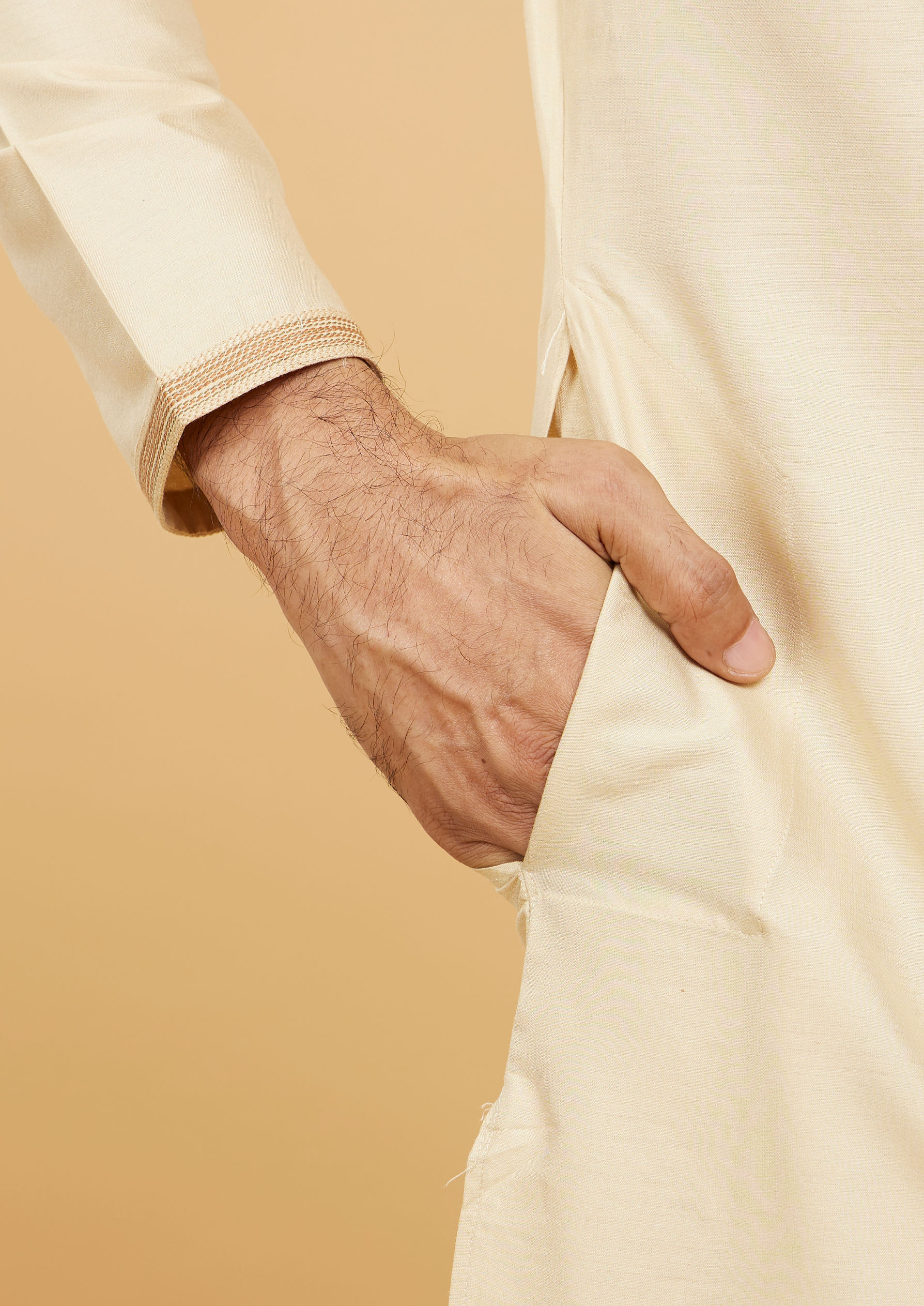 Twamev Men Beige Elegance Kurta Pajama