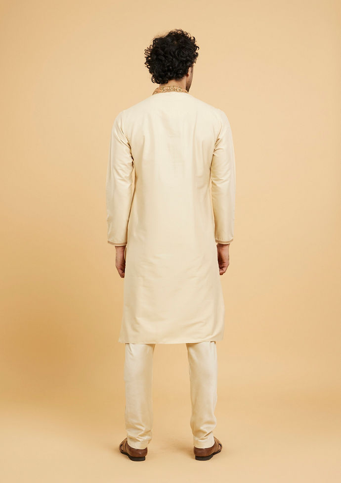 Twamev Men Beige Elegance Kurta Pajama
