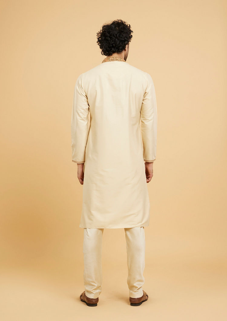 Twamev Men Beige Elegance Kurta Pajama