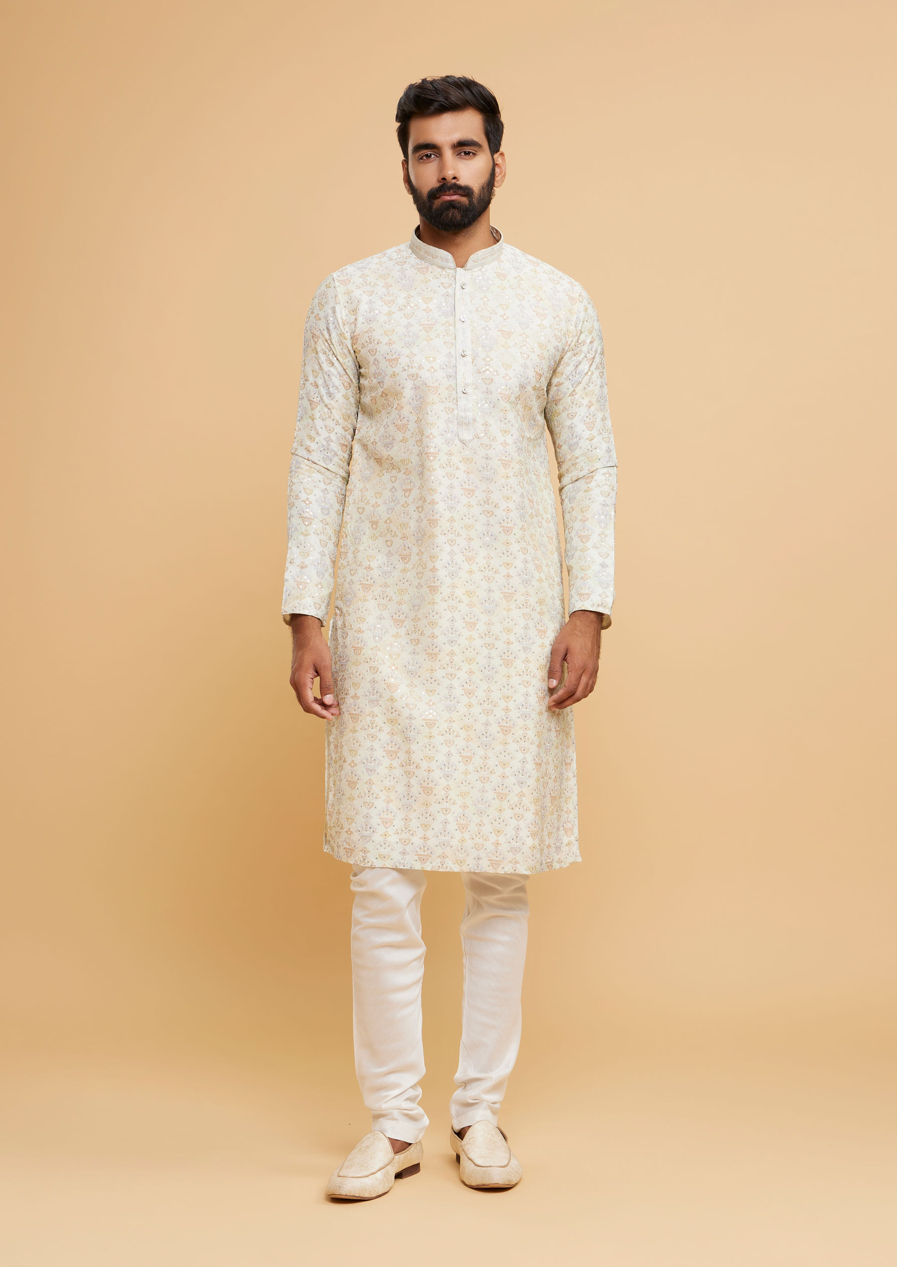 Twamev Men Pista Green Festive Kurta Pajama