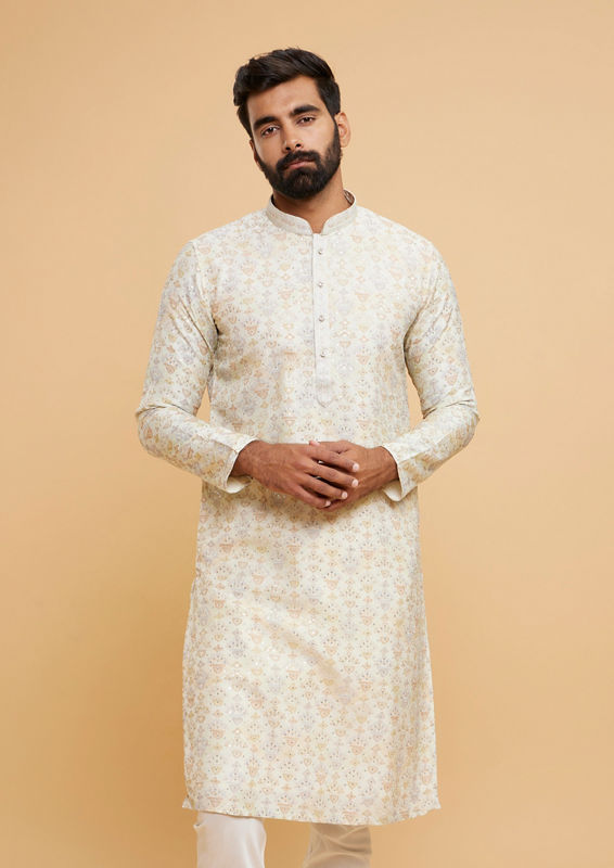 Twamev Men Pista Green Festive Kurta Pajama