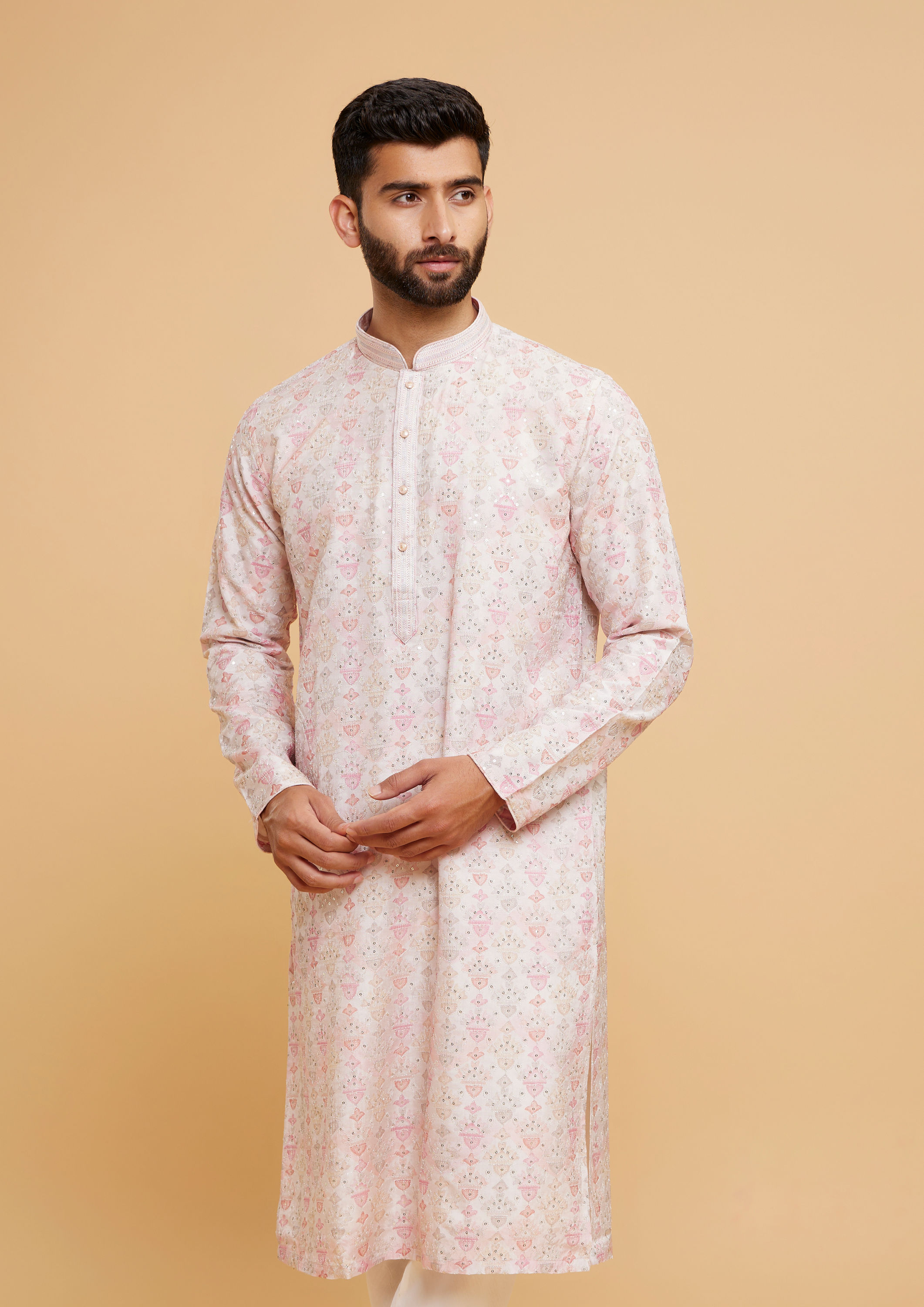 Twamev Men Elegant Pink Kurta Pajama