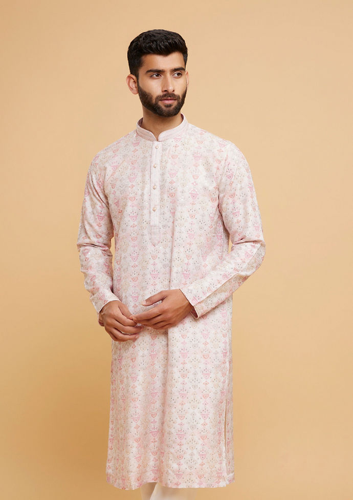 Twamev Men Elegant Pink Kurta Pajama