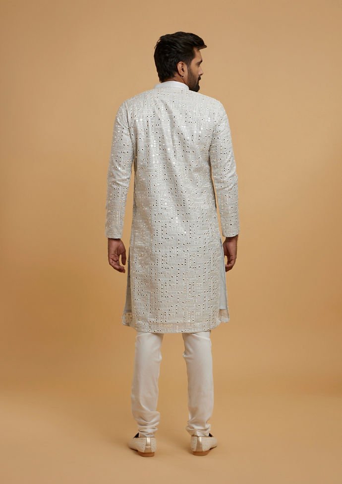 Twamev Men Light Grey Elegance Kurta Pajama