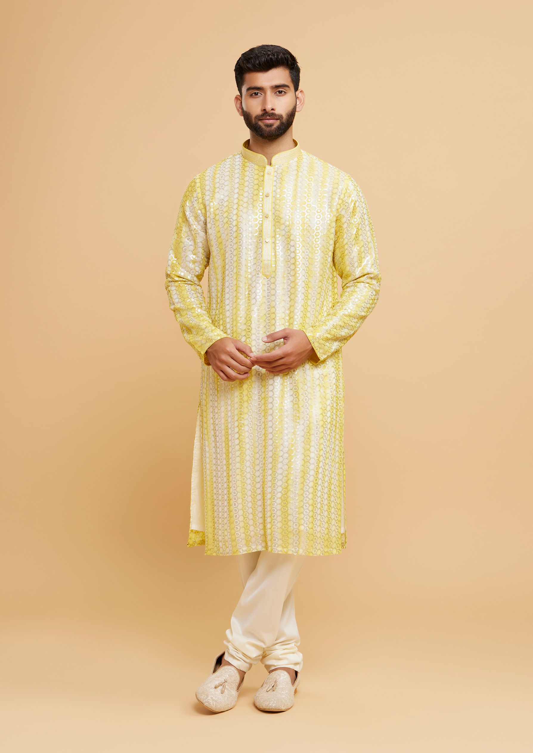 Twamev Men Sunshine Georgette Kurta Pajama
