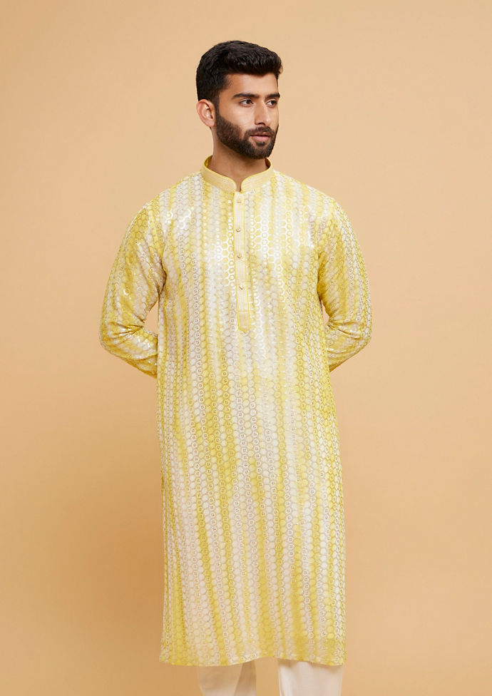 Twamev Men Sunshine Georgette Kurta Pajama