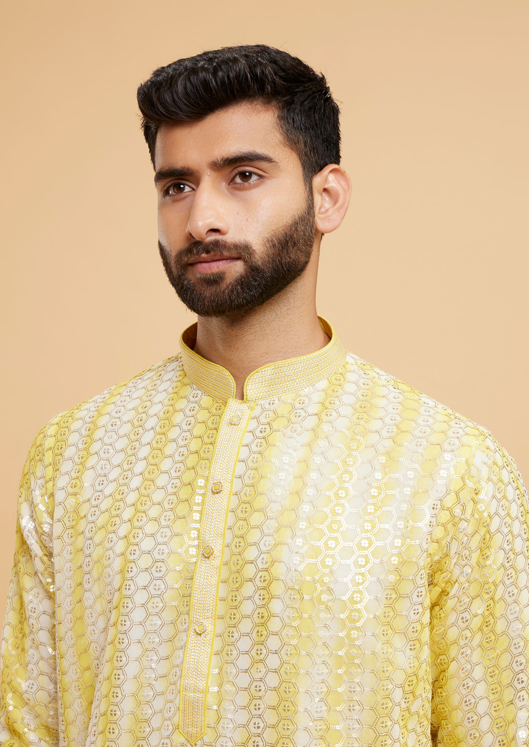 Twamev Men Sunshine Georgette Kurta Pajama