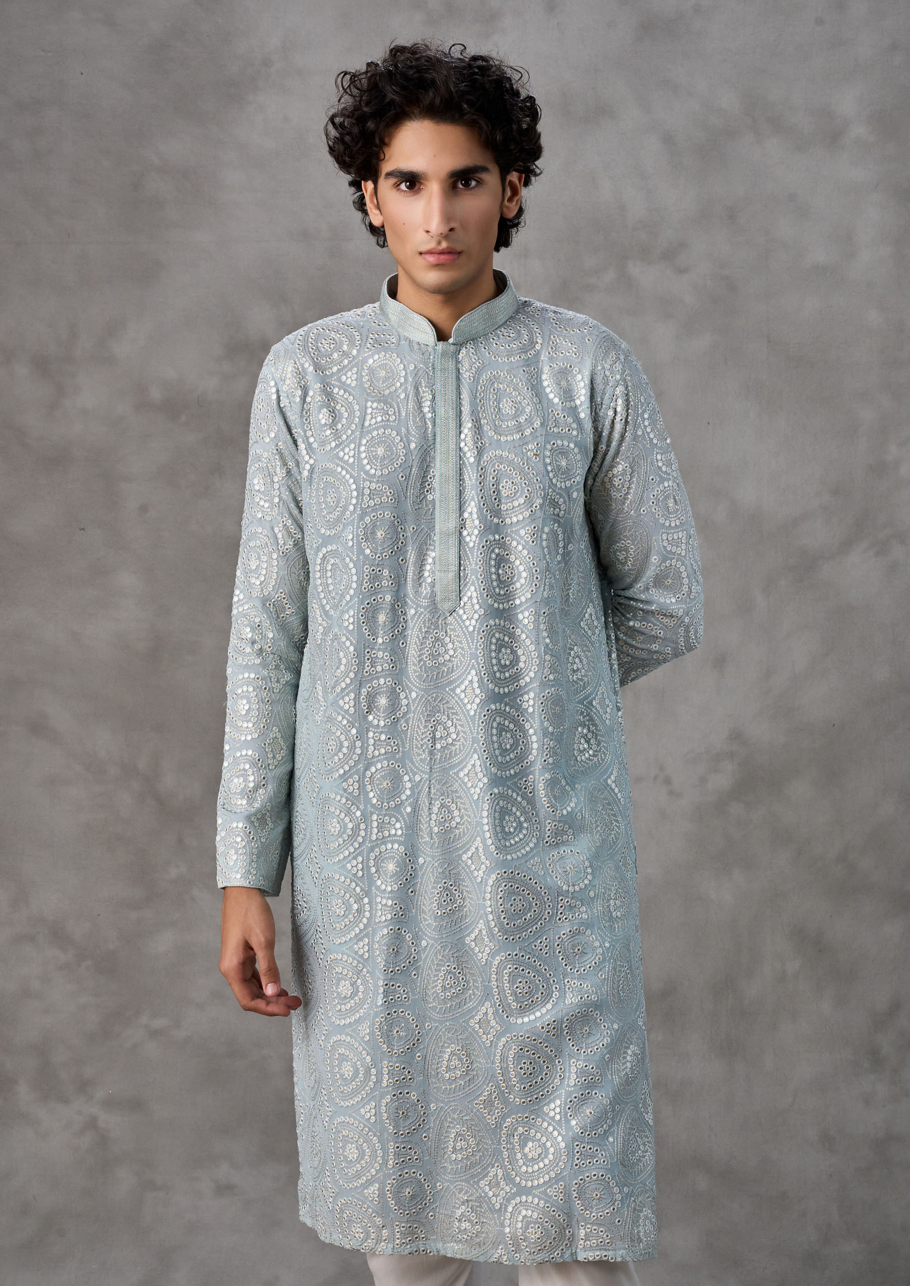 Twamev Men Sublime Blue Elegance Kurta Churidar