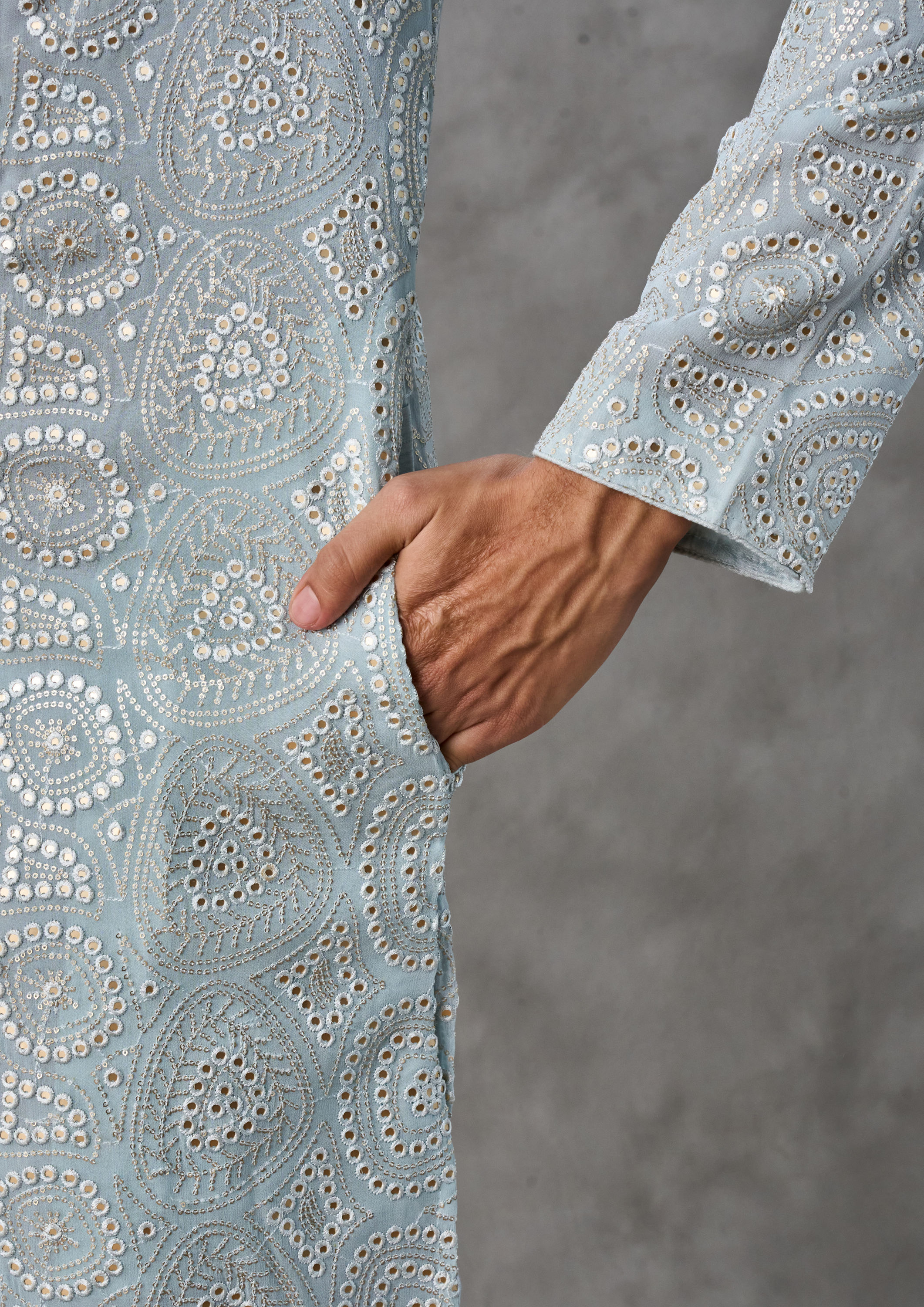 Twamev Men Sublime Blue Elegance Kurta Churidar