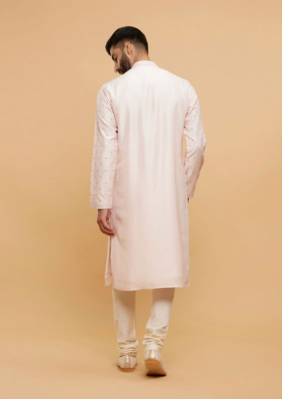Twamev Men Pale Peach Buta Patterned Kurta Set