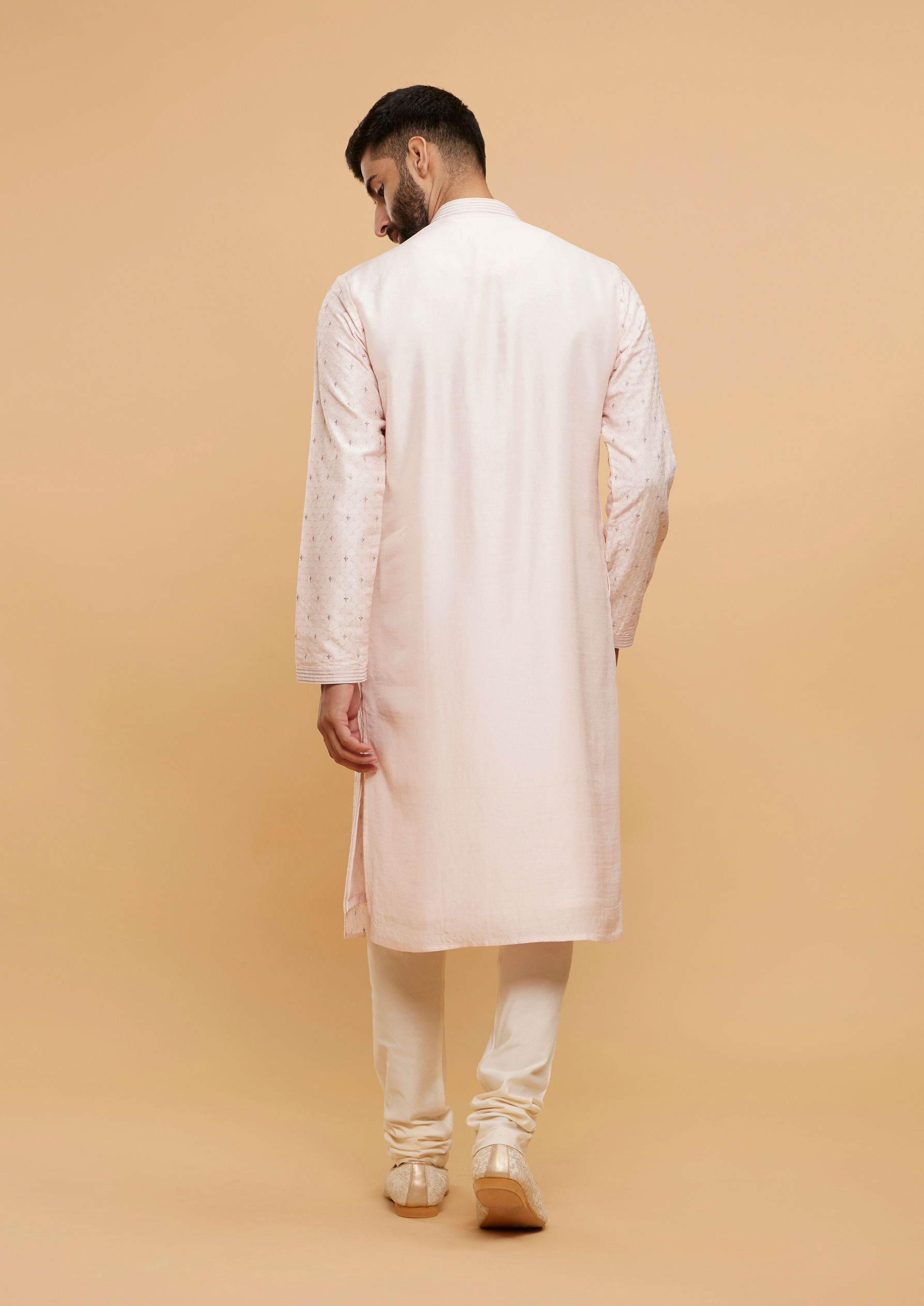 Twamev Men Pale Peach Buta Patterned Kurta Set