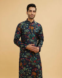 Twamev Men Dark Blue Elegance Kurta Pajama