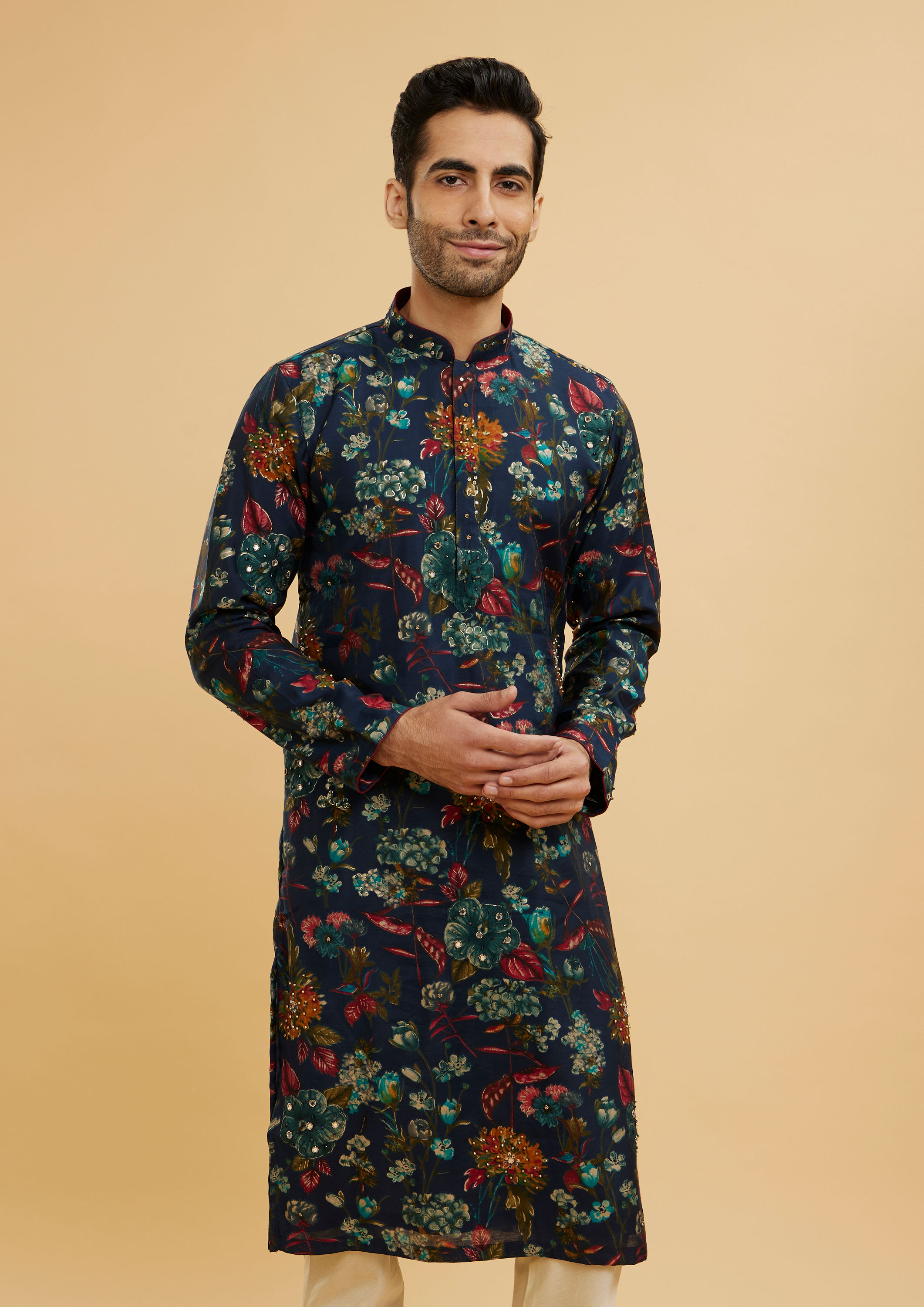 Twamev Men Dark Blue Elegance Kurta Pajama