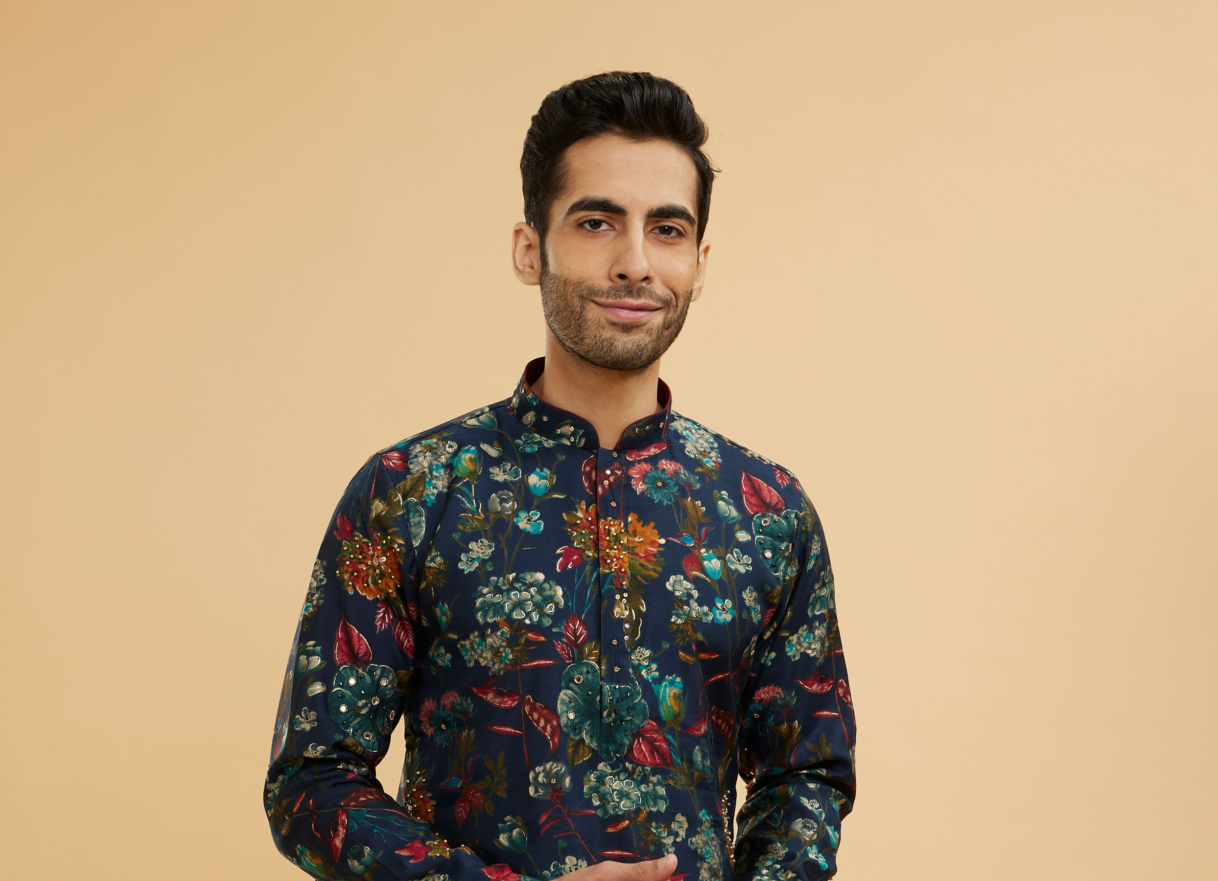 Twamev Men Dark Blue Elegance Kurta Pajama