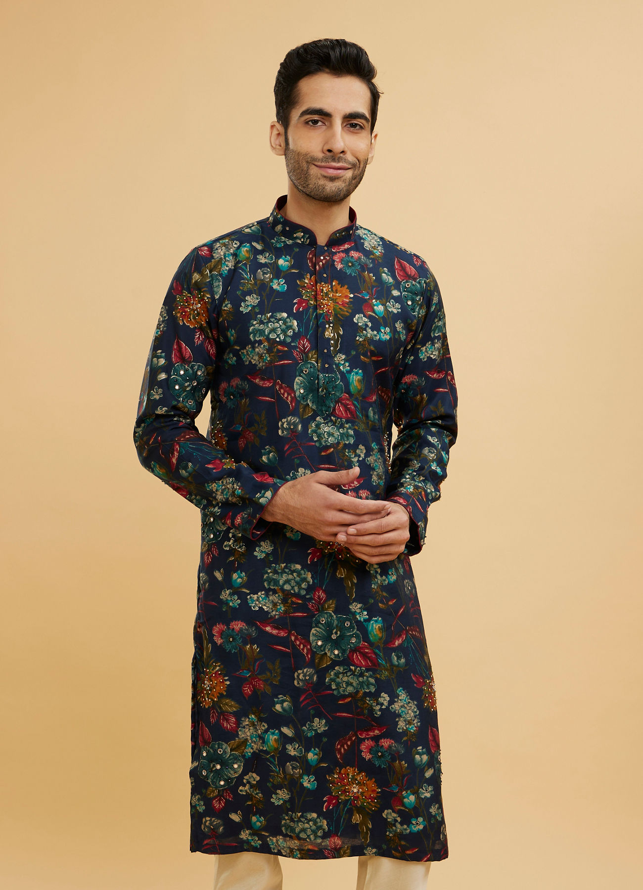 Twamev Men Dark Blue Elegance Kurta Pajama