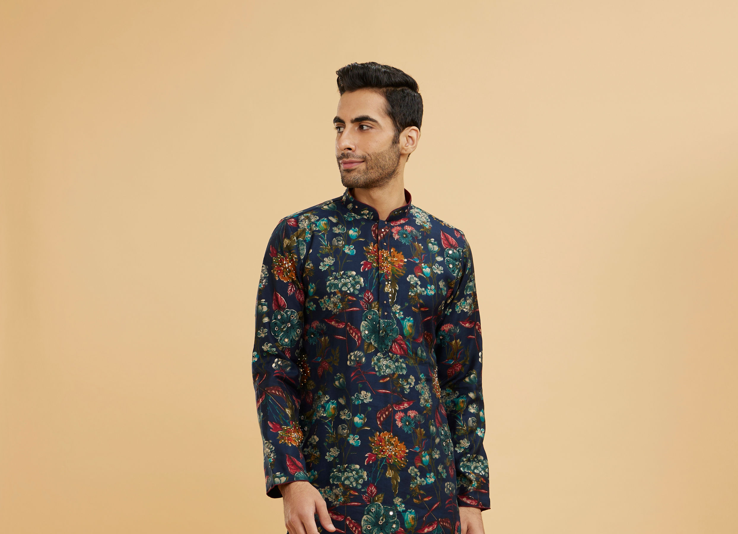 Twamev Men Dark Blue Elegance Kurta Pajama
