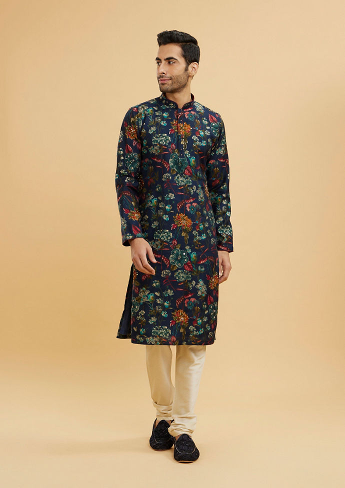 Twamev Men Dark Blue Elegance Kurta Pajama