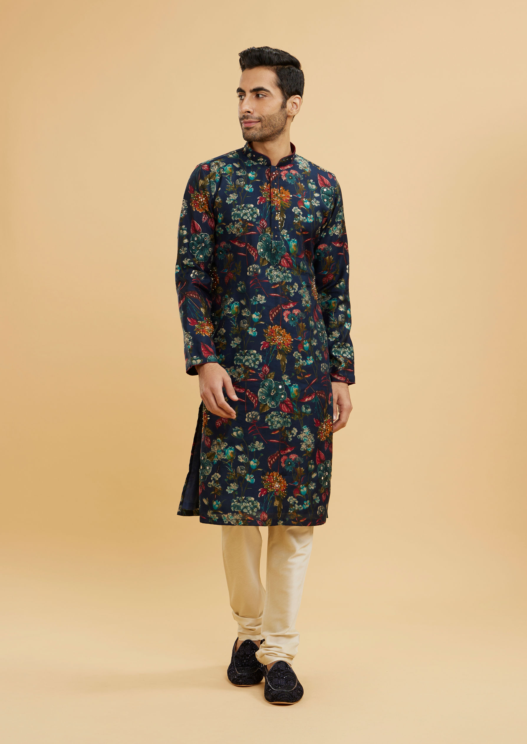 Twamev Men Dark Blue Elegance Kurta Pajama