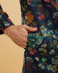 Twamev Men Dark Blue Elegance Kurta Pajama