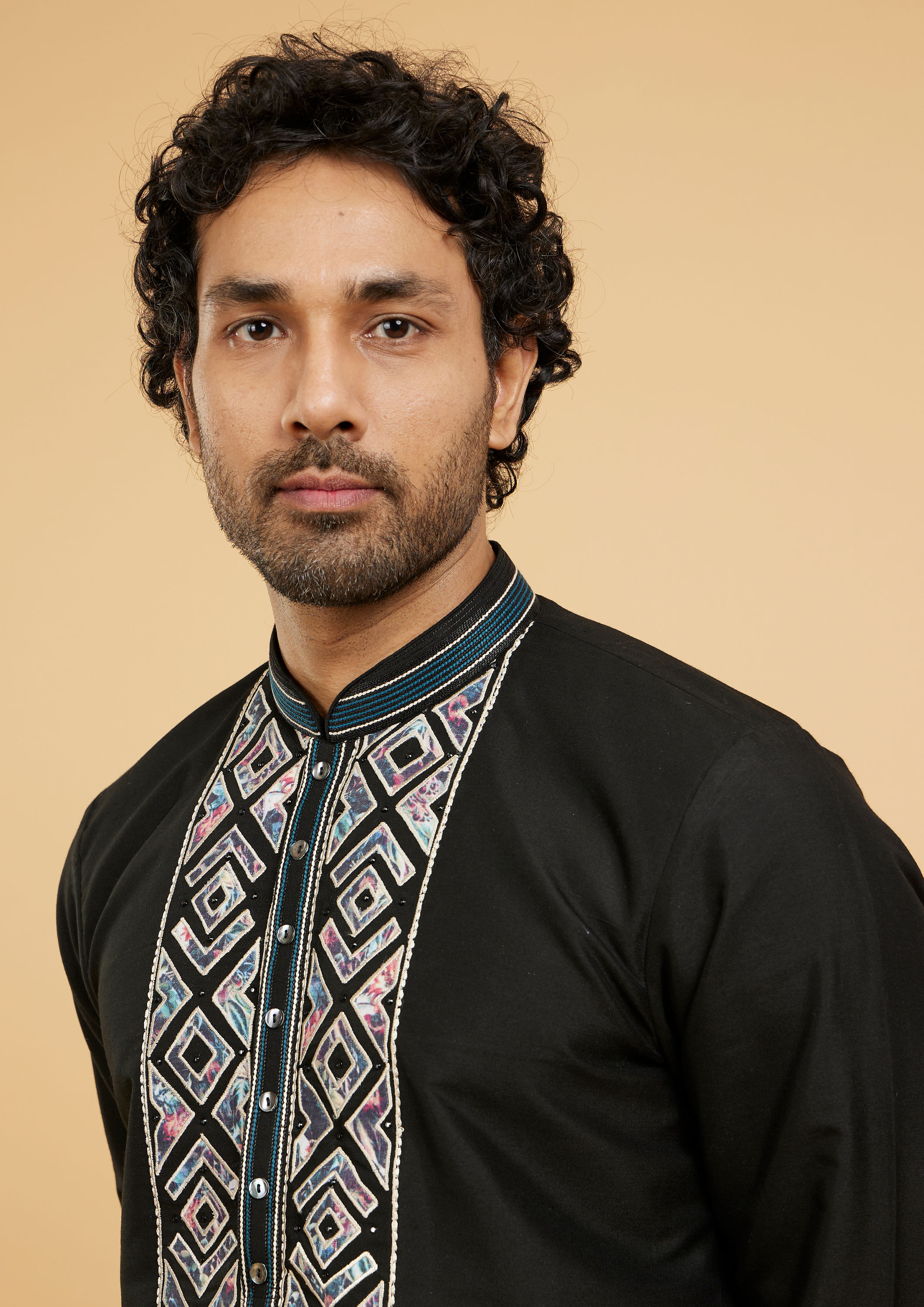 Twamev Men Black Elegance Kurta Pajama