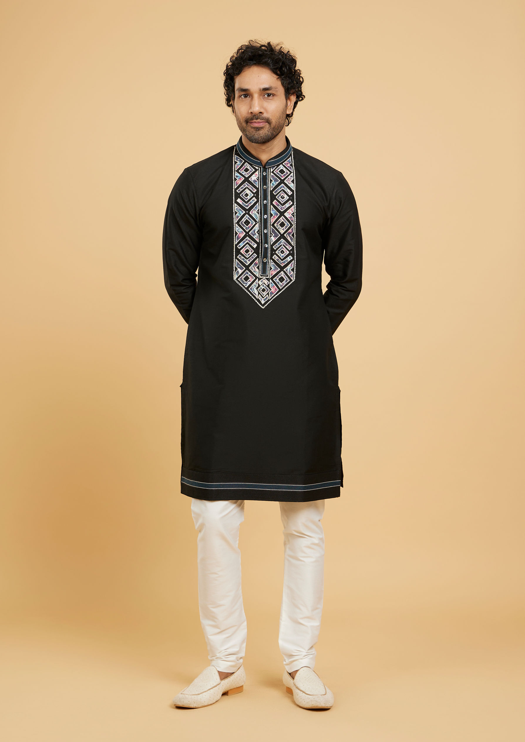 Twamev Men Black Elegance Kurta Pajama