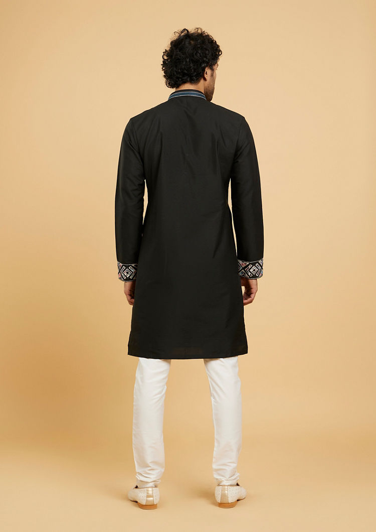 Twamev Men Black Elegance Kurta Pajama