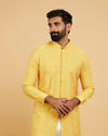 Mustard Silk Embroidered Front Open Kurta Pant Set