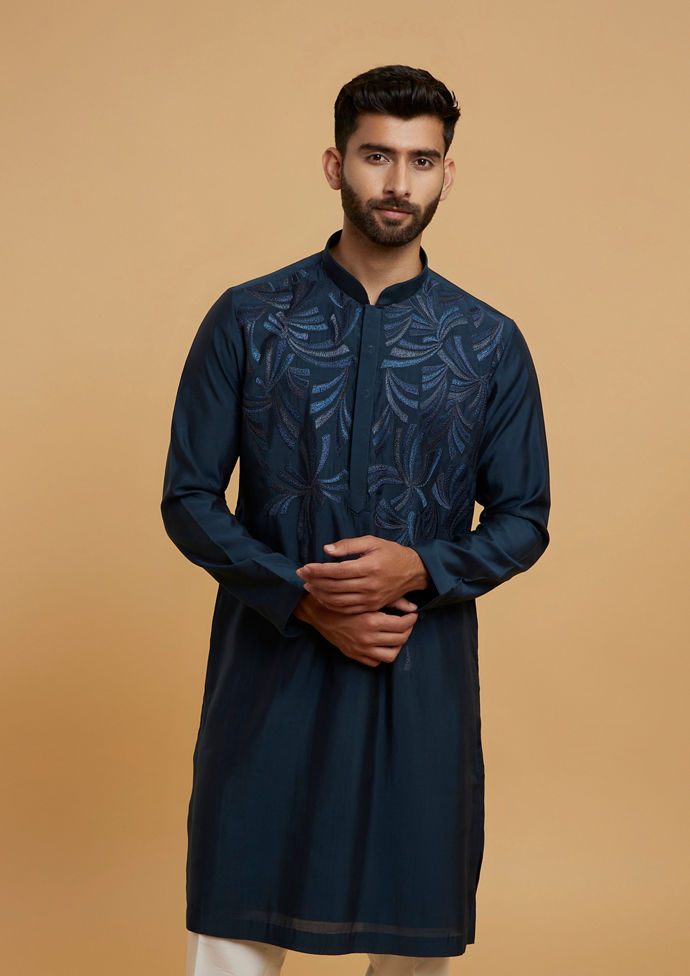 Twamev Men Dark Blue Regality Kurta Pajama
