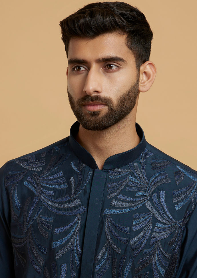 Twamev Men Dark Blue Regality Kurta Pajama