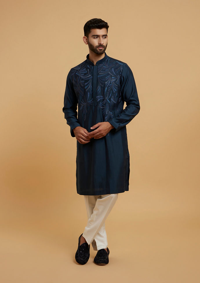 Twamev Men Dark Blue Regality Kurta Pajama