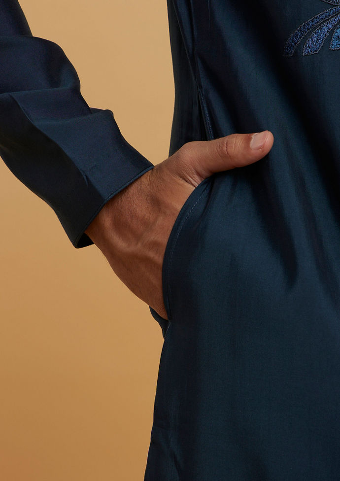 Twamev Men Dark Blue Regality Kurta Pajama