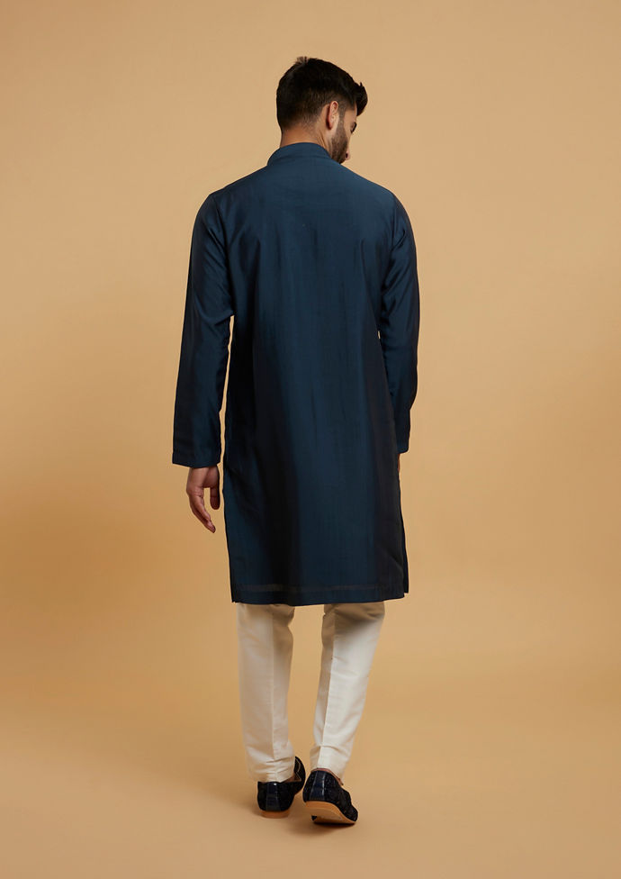 Twamev Men Dark Blue Regality Kurta Pajama