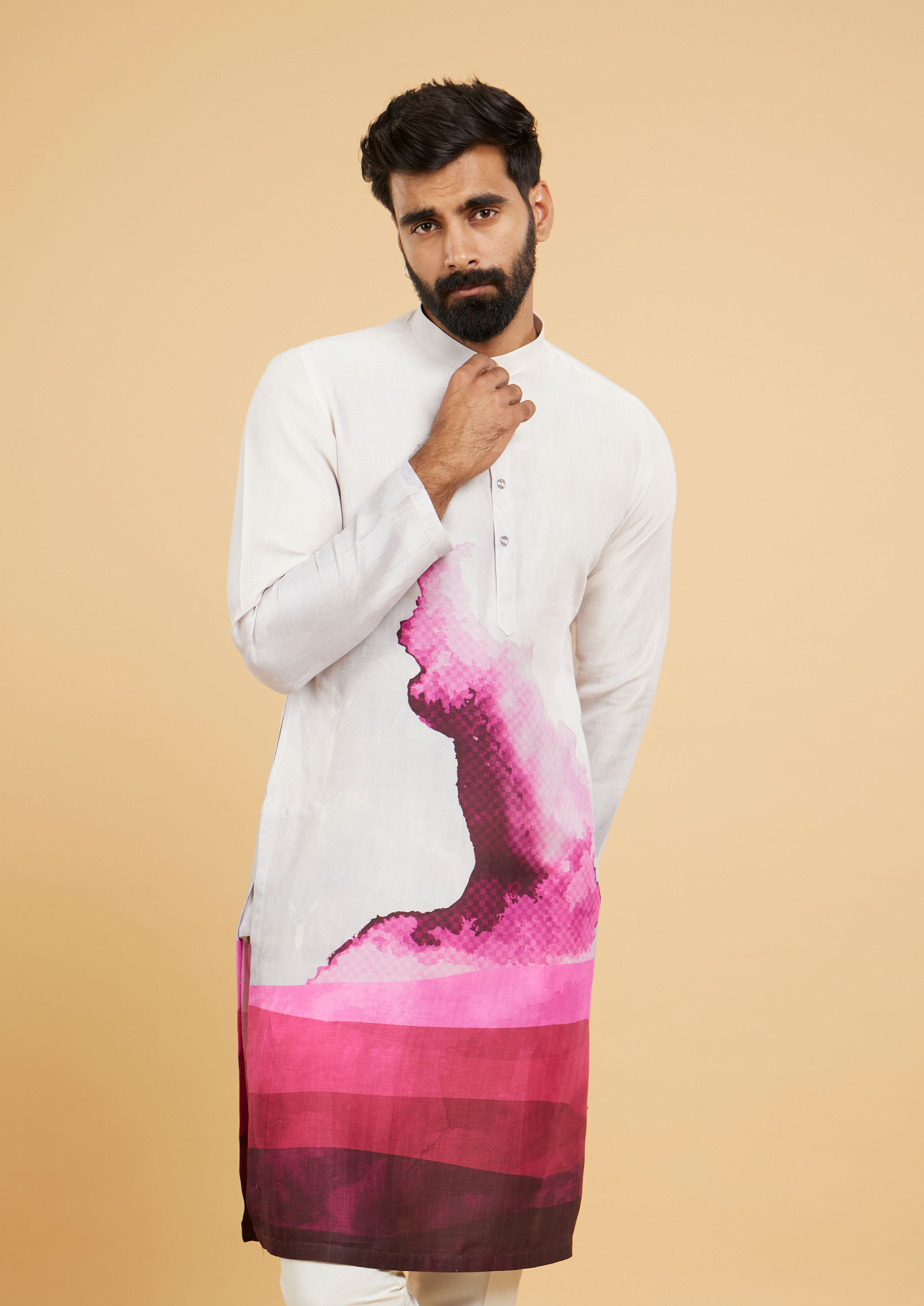 Twamev Men Dusty Pink Elegance Kurta Pajama