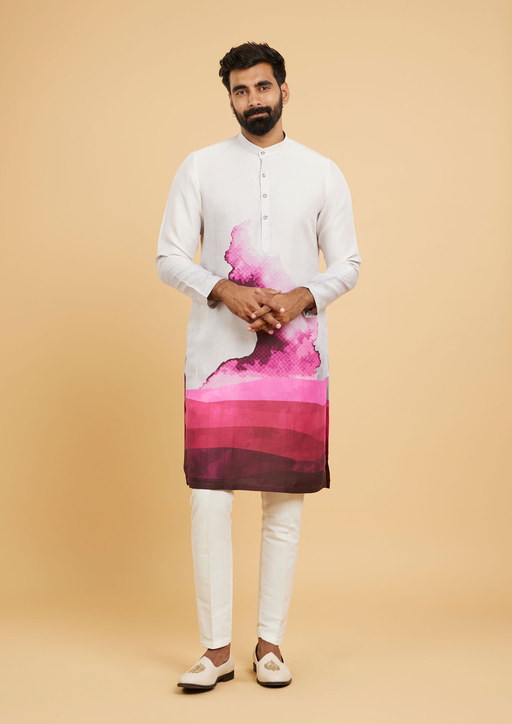 Twamev Men Dusty Pink Elegance Kurta Pajama