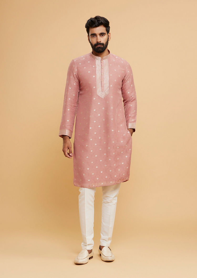 Twamev Men Dusty Pink Charm Kurta Pajama