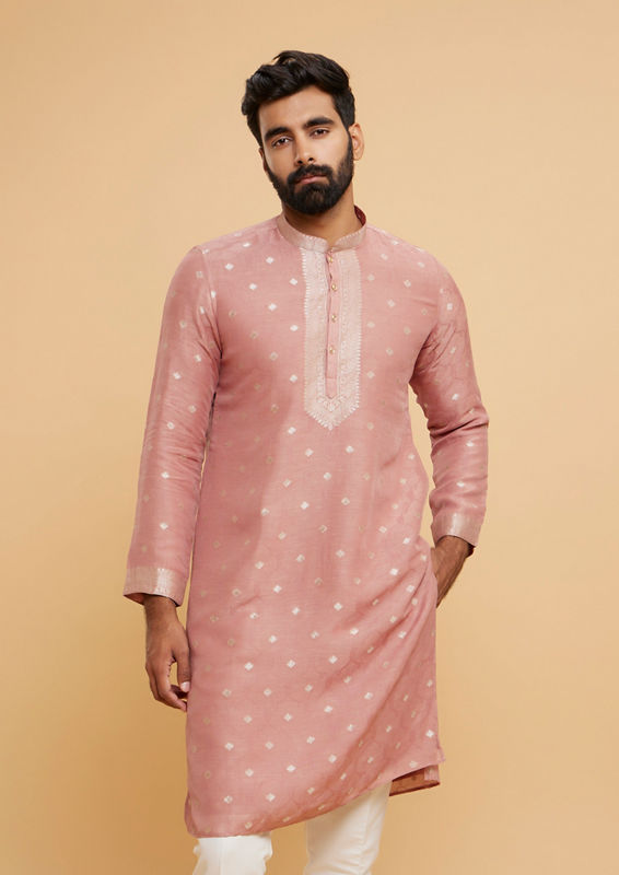Twamev Men Dusty Pink Charm Kurta Pajama