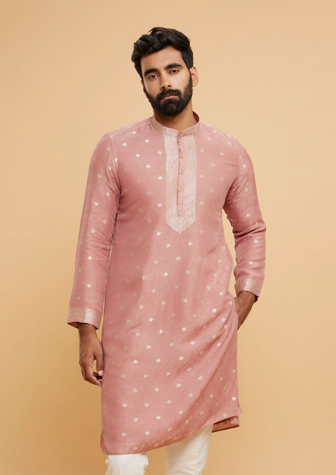 Twamev Men Dusty Pink Charm Kurta Pajama