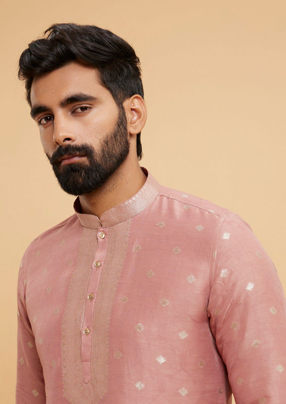 Twamev Men Dusty Pink Charm Kurta Pajama