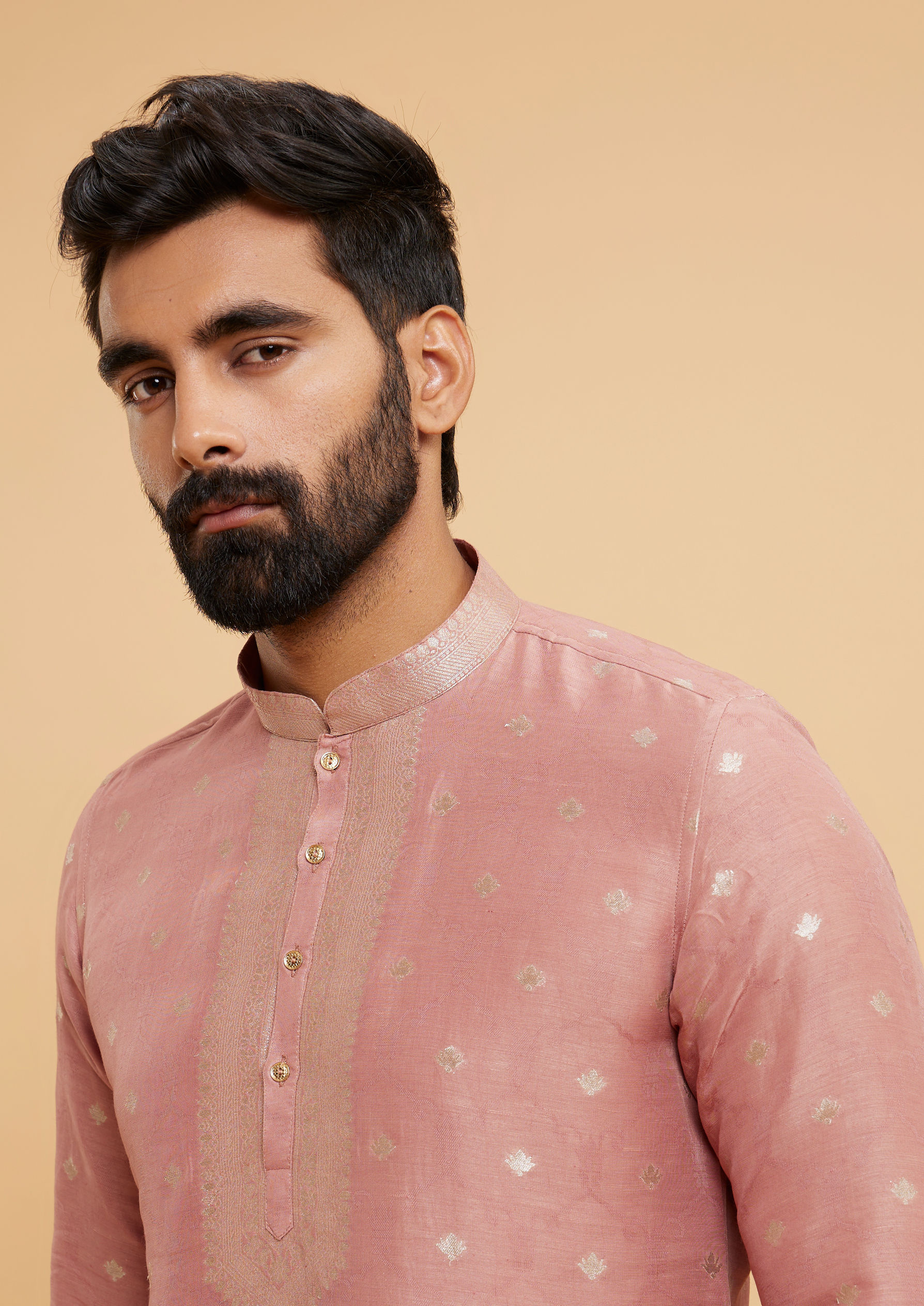 Twamev Men Dusty Pink Charm Kurta Pajama