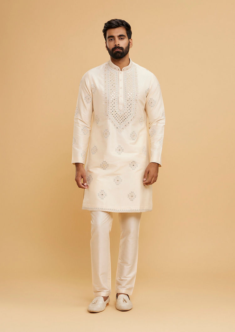 Twamev Men Beige Elegance Kurta Pajama