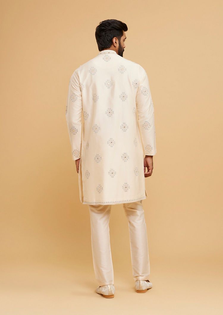 Twamev Men Beige Elegance Kurta Pajama
