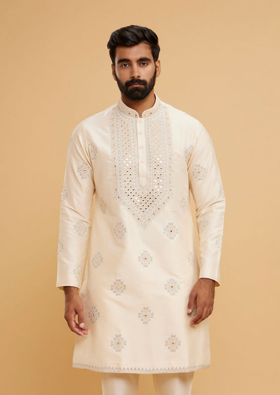 Twamev Men Beige Elegance Kurta Pajama