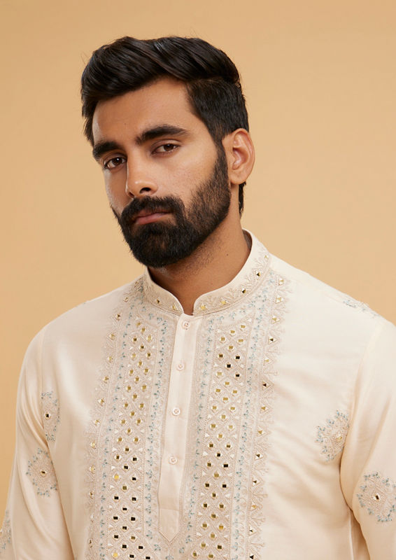 Twamev Men Beige Elegance Kurta Pajama