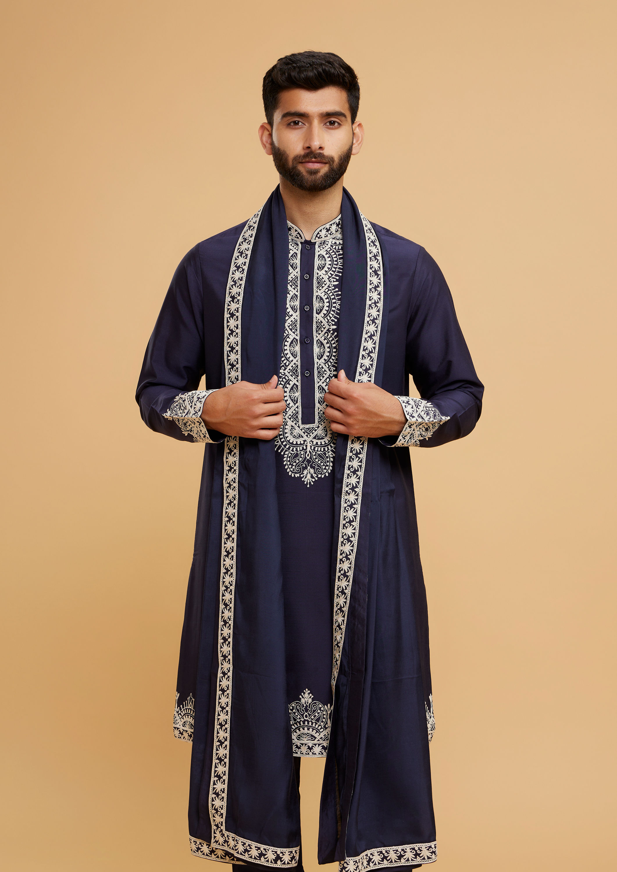 Twamev Men Blue Elegance Kurta Set with Dupatta