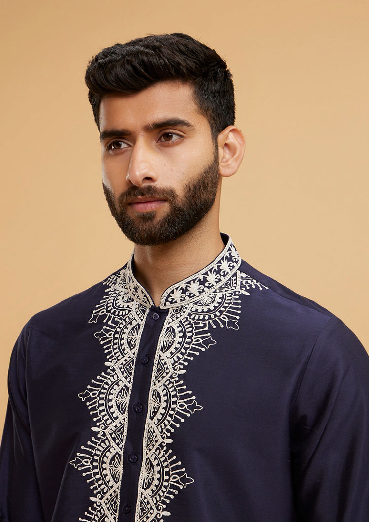Twamev Men Blue Elegance Kurta Set with Dupatta