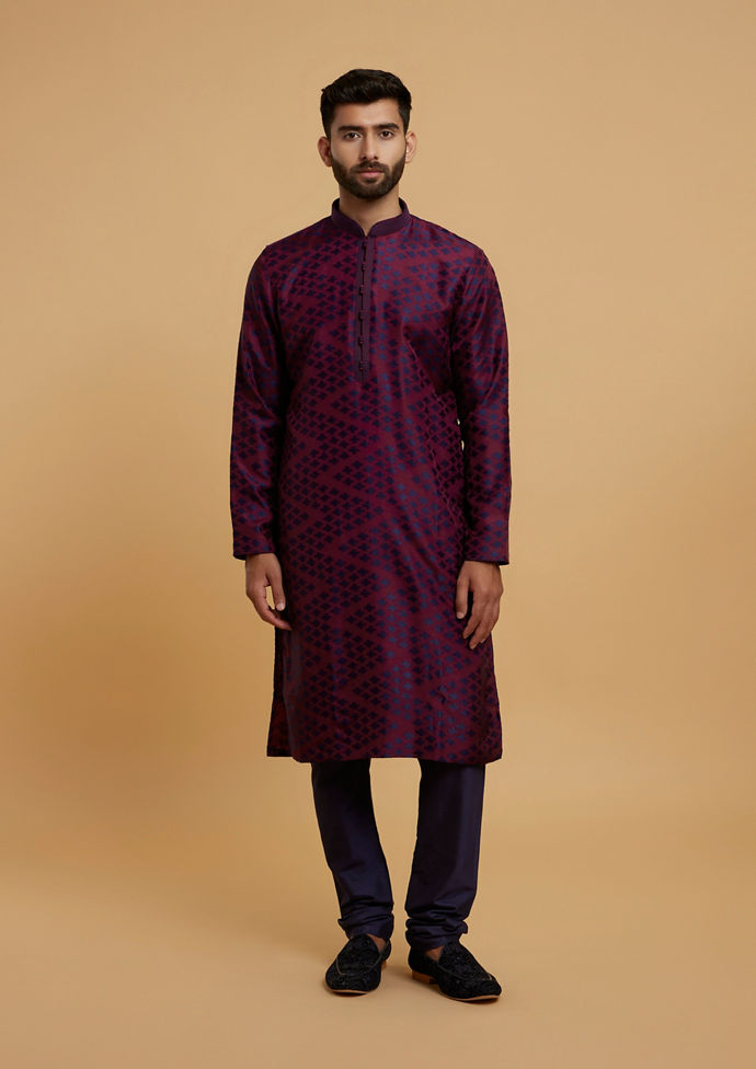 Twamev Men Maroon Delight Kurta Pajama