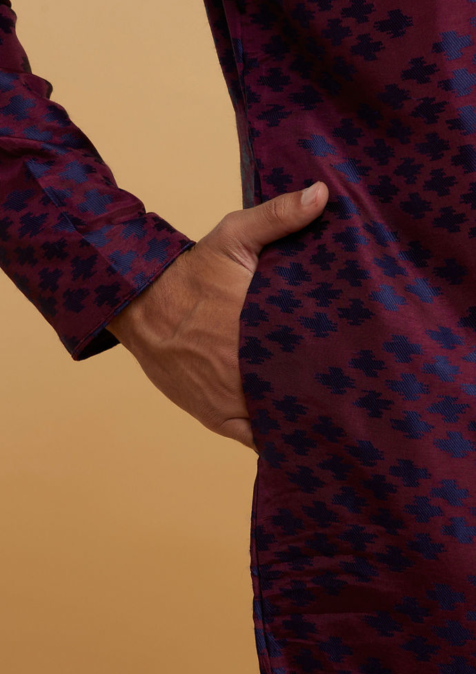 Twamev Men Maroon Delight Kurta Pajama