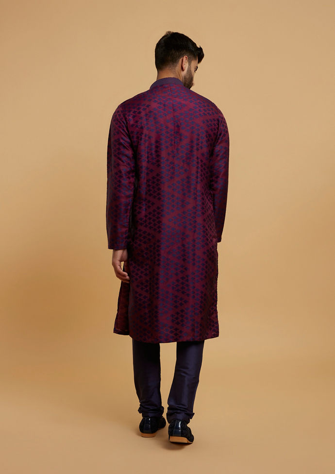 Twamev Men Maroon Delight Kurta Pajama