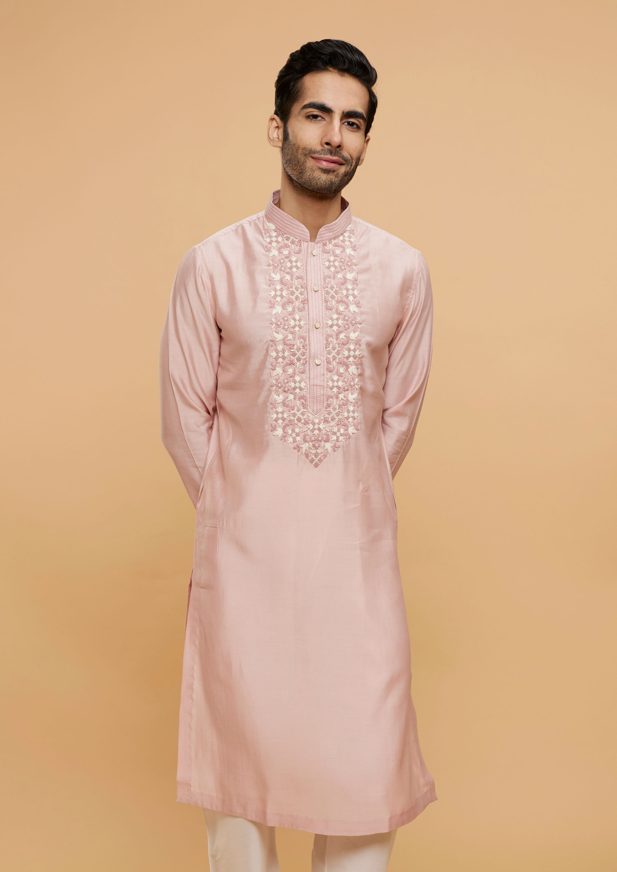 Twamev Men Peach Prime Elegance Kurta Pajama