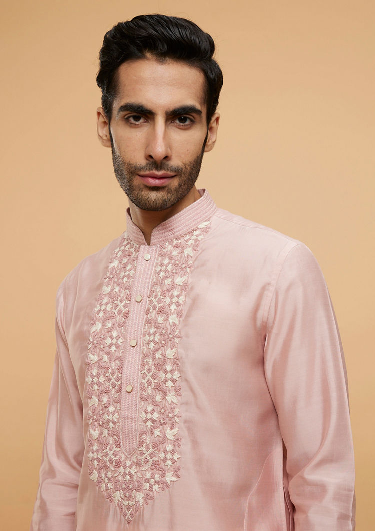 Twamev Men Peach Prime Elegance Kurta Pajama